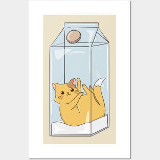 Cat milk Posters and Art